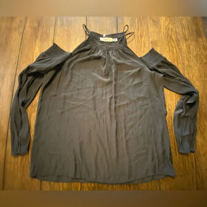 Ramy Brook Black Long Sleeve Cold Shoulder Blouse Size Small B25